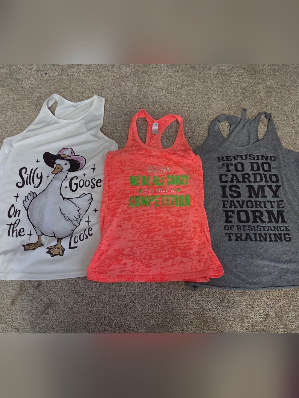 3 Funny Workout Tanks Size Small